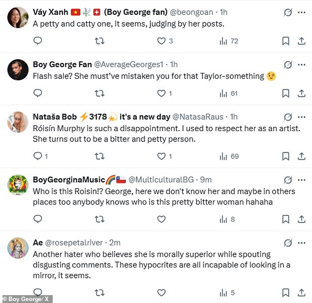 George and huis followers soon responded to her claims on the social media platform