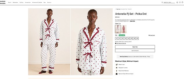 Lively indicated that the London-based brand DAMSON MADDER. had manufactured the pajamas, with the specific item she was modeling called the 'Antonella Pj Set - Polka Dot'