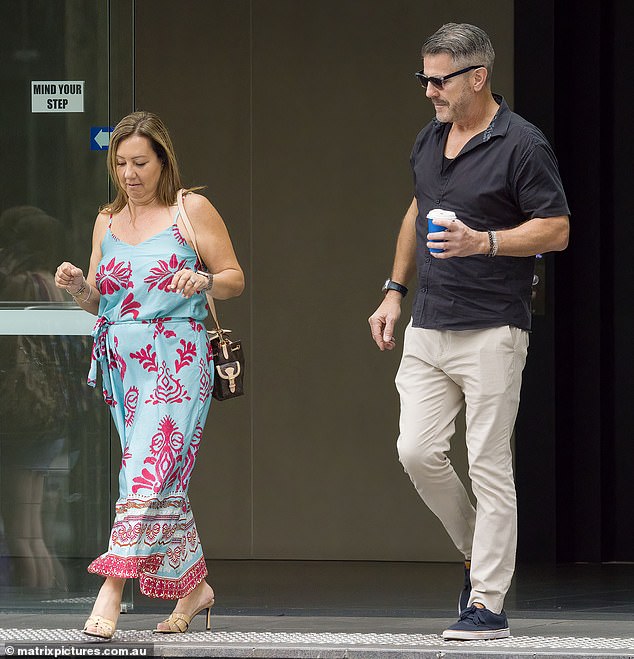 The Canadian-born, Sydney-based bachelor looked dapper in a dark blue button-down shirt and cream chinos, completing his look with a pair of blue sandshoes