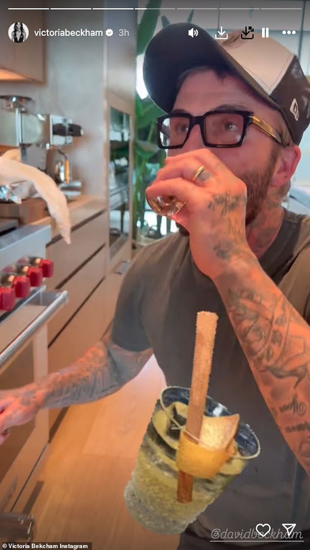 Later David revealed that had in fact drunk a whopping eight shots while cooking the feast, before his wife shared a beaming family snap around the table
