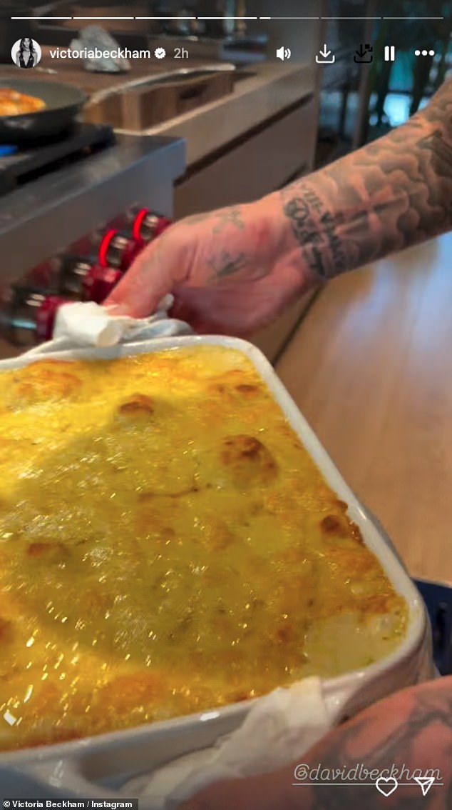 Victoria gushed with pride as her husband proudly showed off his cauliflower cheese