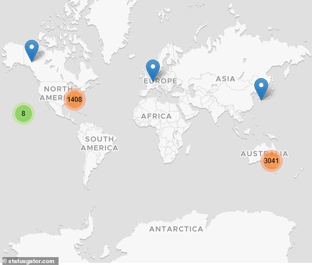 Users reported service disruptions across Australia, Canada, New Zealand and the US