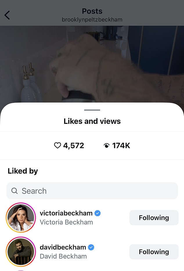 Victoria and David have continued to support their son from afar and on Thursday praised his cooking abilities following his latest social media post