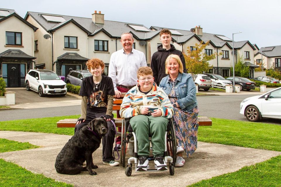 The Ferguson family of Wicklow town, including Kyle, his parents Mary and Thomas, twin sister Sophie, older brother Evan and his much-loved assistance dog, Kaz.