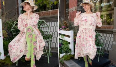 Pamela Anderson turns heads in wild floral outfit at Sonsie skincare event