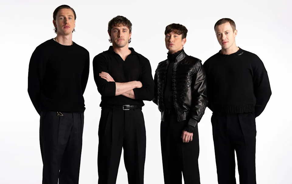 The Fab Four: Harris Dickinson as John Lennon, Paul Mescal as Paul McCartney, Barry Keoghan as Ringo Starr, and Joseph Quinn as George Harrison