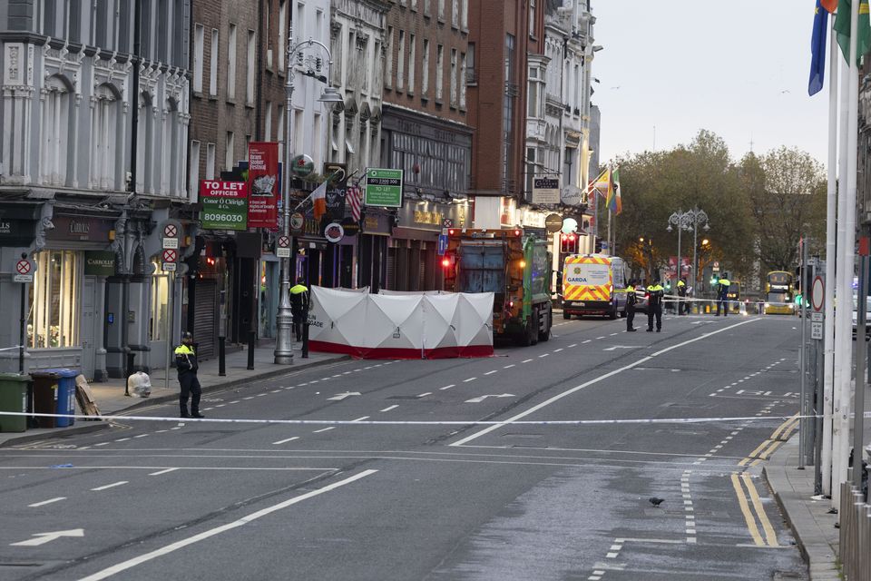 Gardaí at the scene of accident on Dame street, Dublin which is closed Photo: Sam Boal /Collins Photos