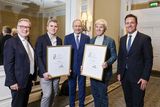 thumbnail: Kieran McLoughlin(left), Alan Foy(right), Co Founders and Managing Partners, VentureWave Capital with John and Patrick Collison and An Taoiseach Micheal Martin