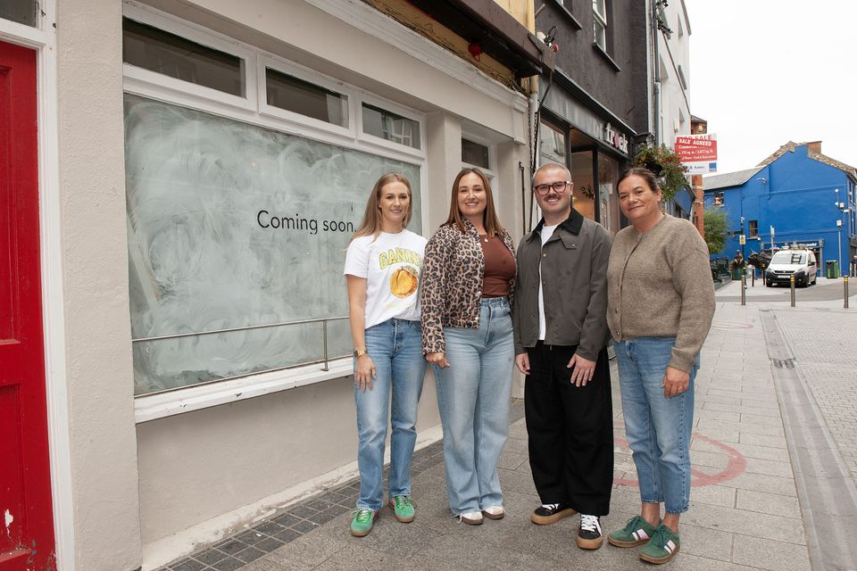 Full of excitement and almost ready to roll. Siblings Lesley Coleman (née Bates), Chloe Bates, Conor Bates and Mam Susan Bates pictured outside their new cafe 'gather' on Selskar Street. Pic: Jim Campbell