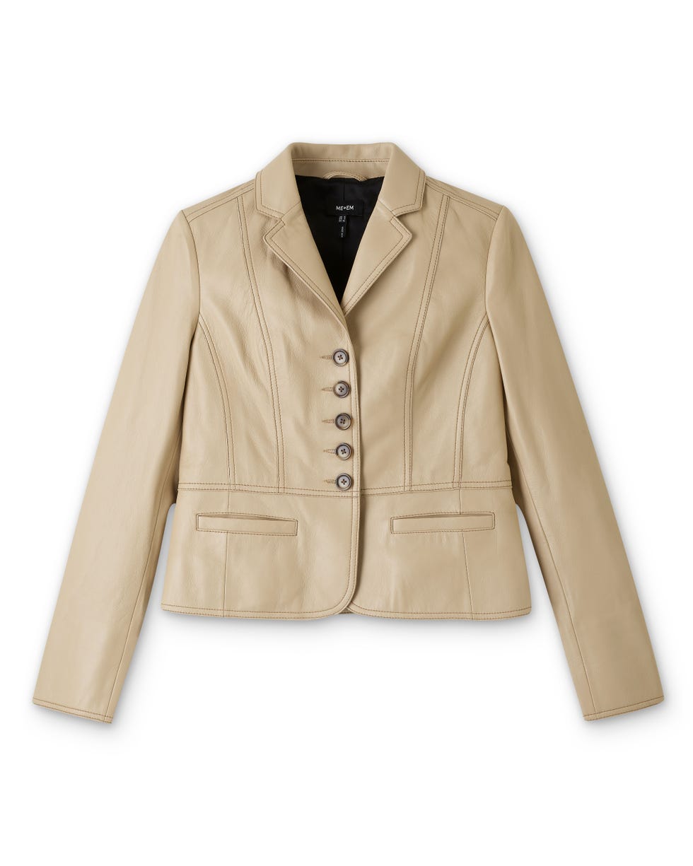 Me + Em short fitted leather blazer