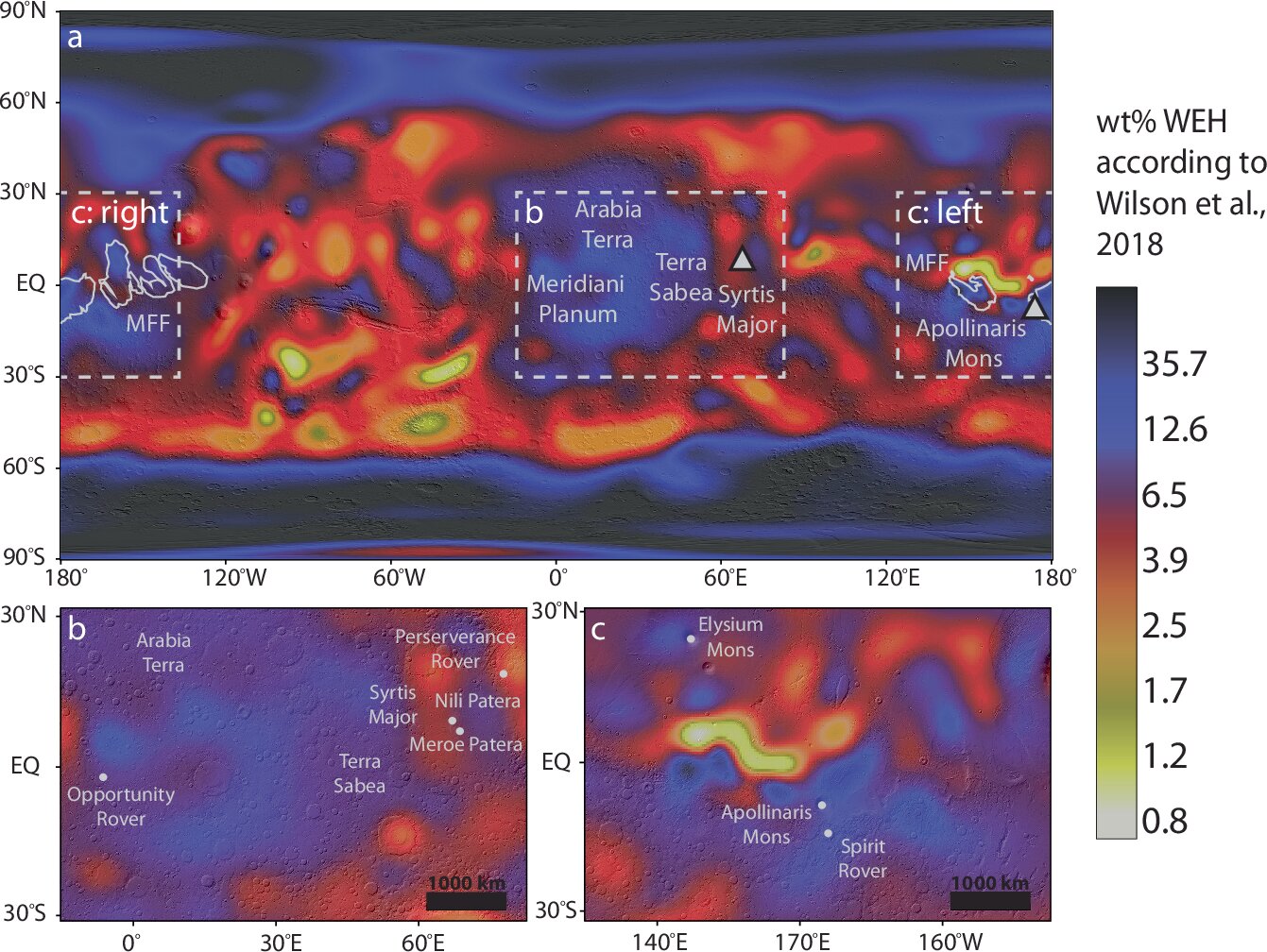 Volcanic eruptions may have delivered hidden ice to Mars's equator