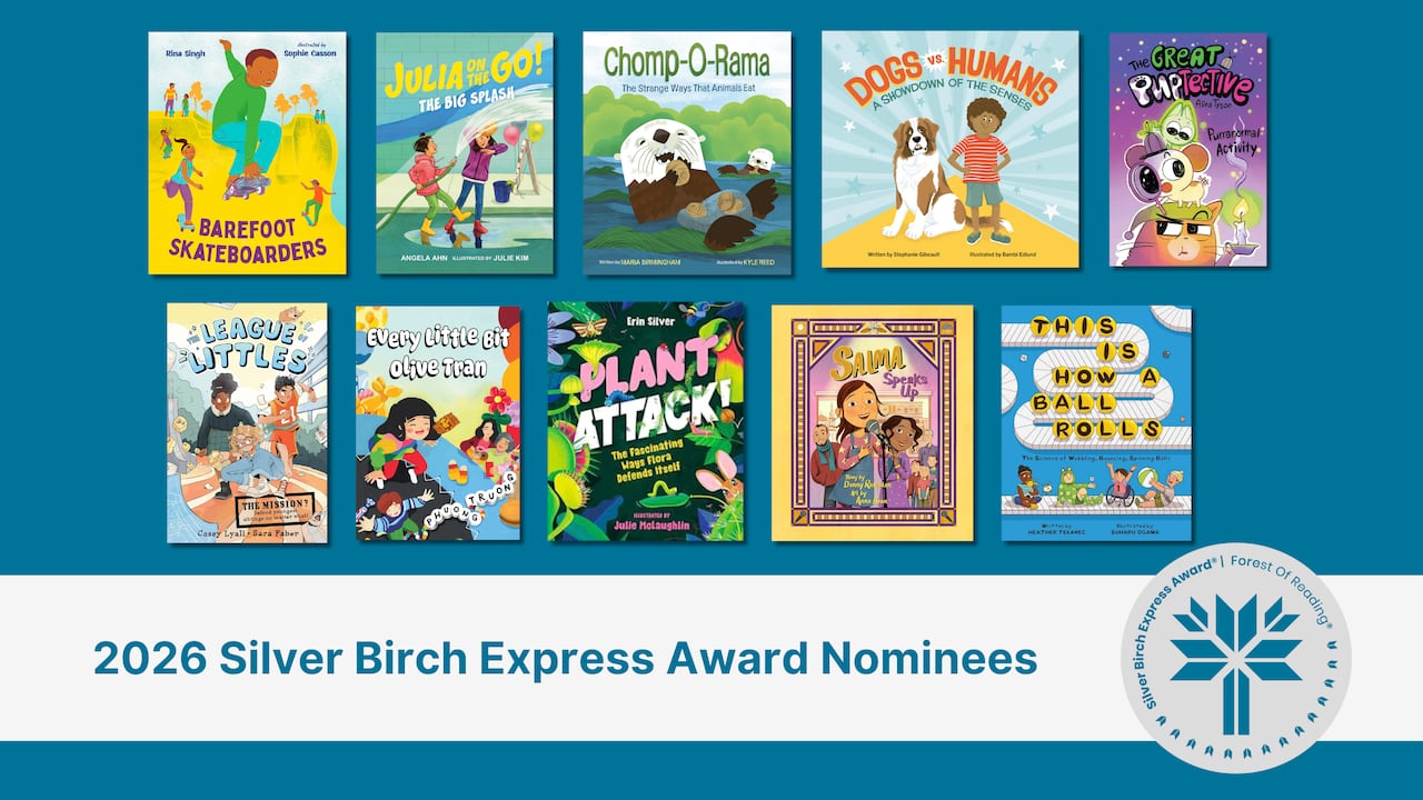 A composite image of 10 children's book covers on a turquoise background.