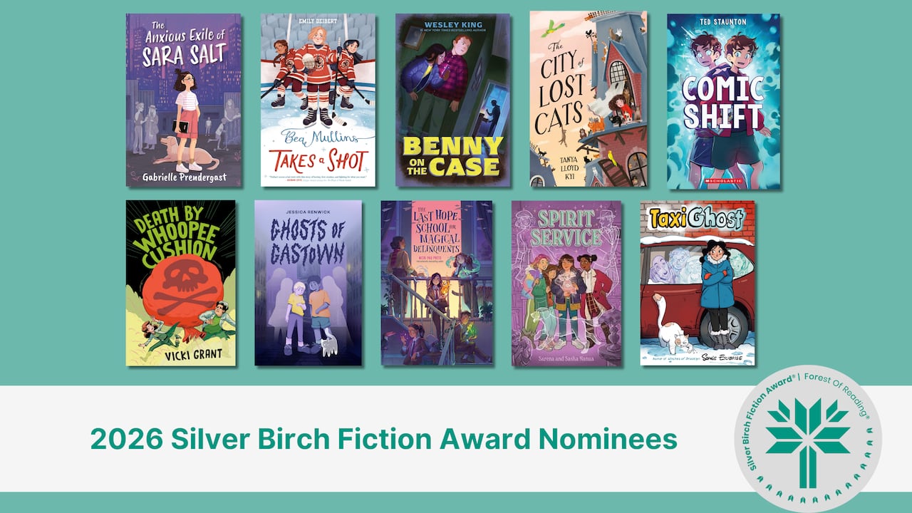 A composite image of ten book covers on a turquoise background.