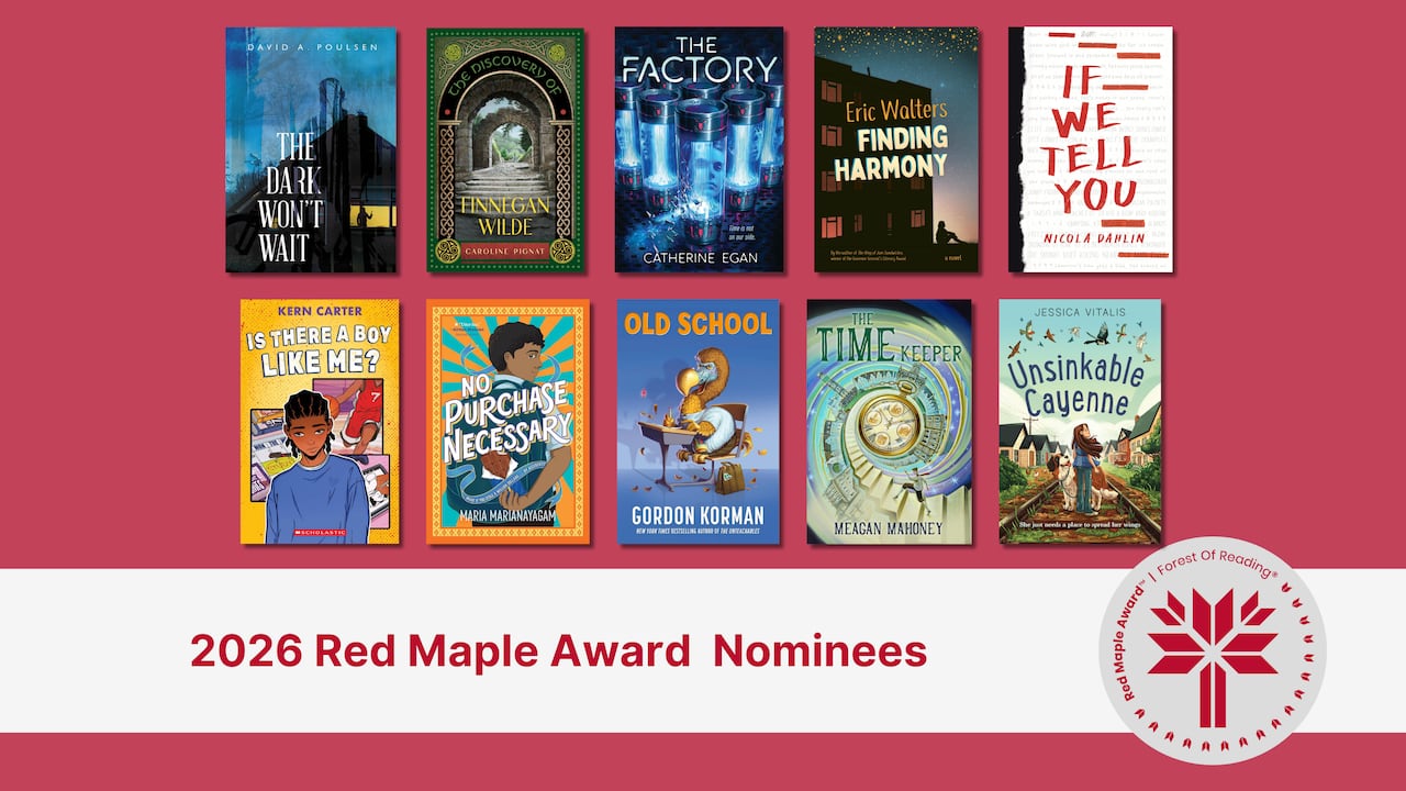 A composite image of ten book covers on a red background. 