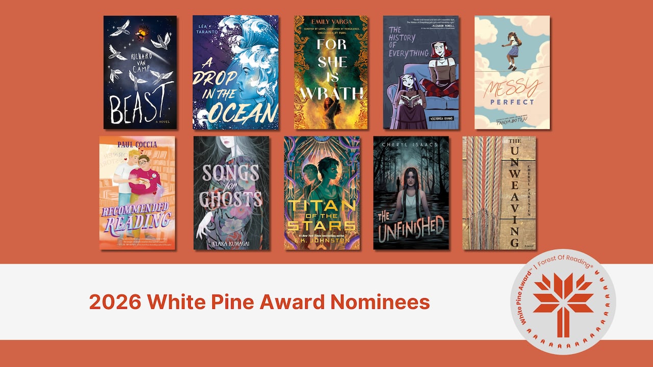 A composite image of ten book covers on an orange background. 