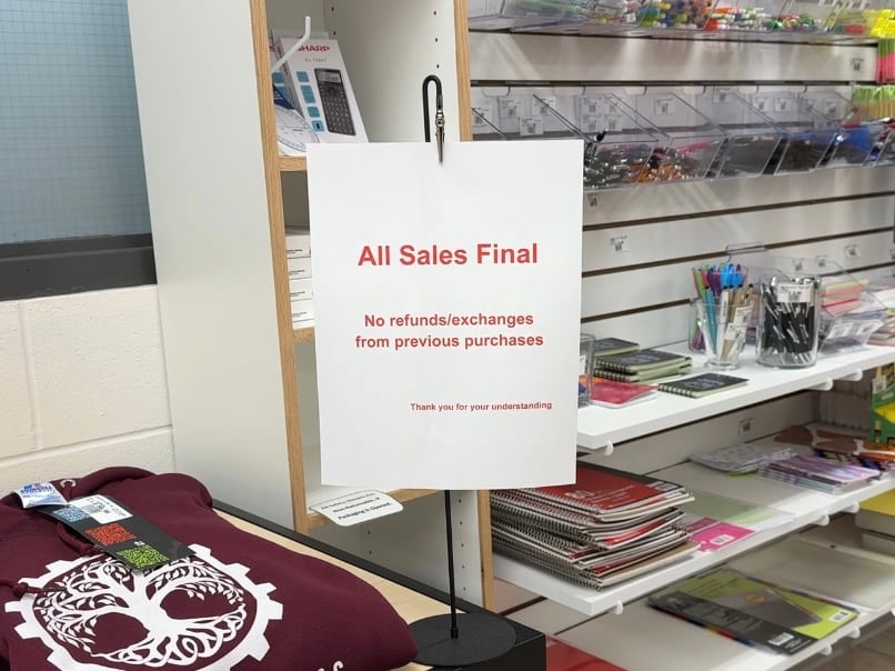 A poster that reads "all sales final."