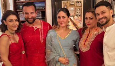 Saif Ali Khan-Kareena Kapoor celebrate Dhanteras with Soha Ali Khan; Karisma Kapoor joins them in black and white outfit