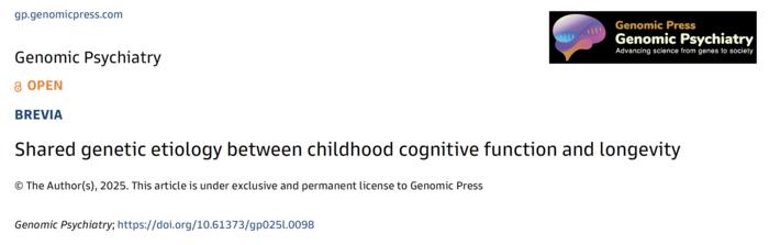 Shared genetic etiology between childhood cognitive function and longevity