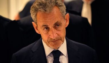 Former French president Nicolas Sarkozy arrives at La Santa prison to start five-year sentence