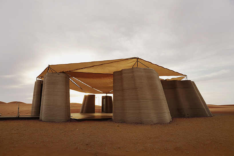 3D printed concrete habitat shelters reforestation volunteers in mongolia's desert