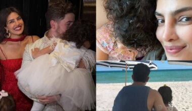 Malti Marie cuddles with Priyanka Chopra and Nick Jonas, plays with nani Madhu in pool at cosy beach outing. See pics