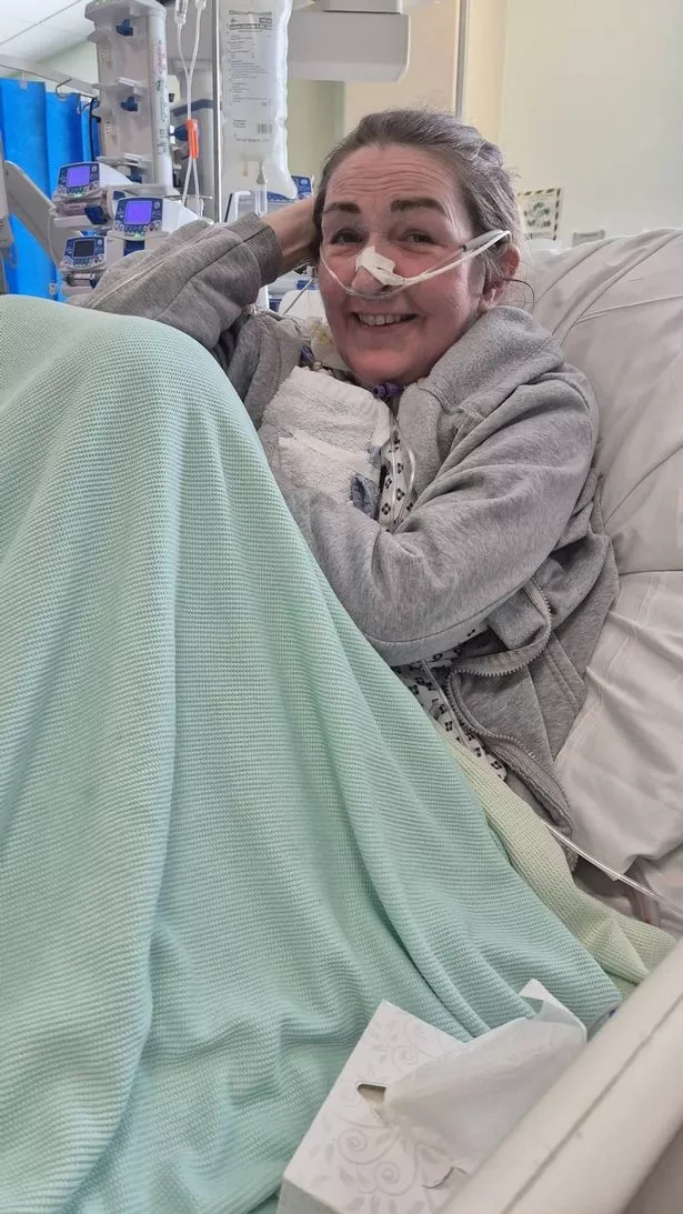 Heather Bluer in hospital after her transplant