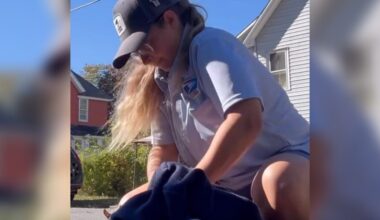 Kind Mail Carrier Interrupts Route To Save Tiny Animal Wedged In Storm Drain