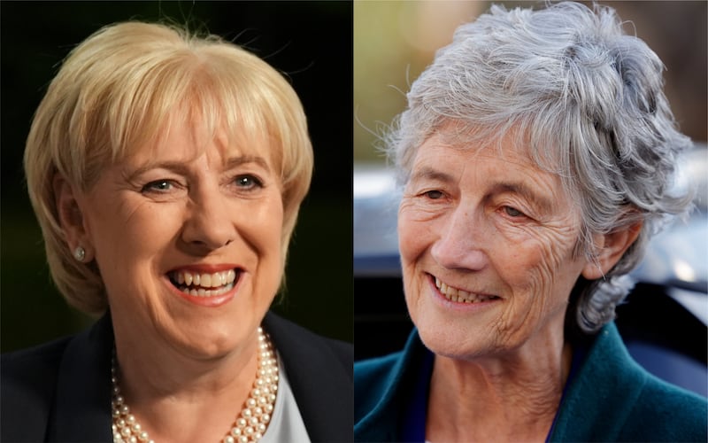 Fine Gael candidate Heather Humphreys and Independent Catherine Connolly, who is the overwhelming favourite to become the country’s next president. Photographs: Niall Carson/PA & Alan Betson/The Irish Times