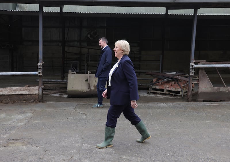 Heather Humphreys on a visit to the farm of Eddie Downey, former IFA President at Monknewtown, Slane on October 16th. Photograph: Alan Betson / The Irish Times


