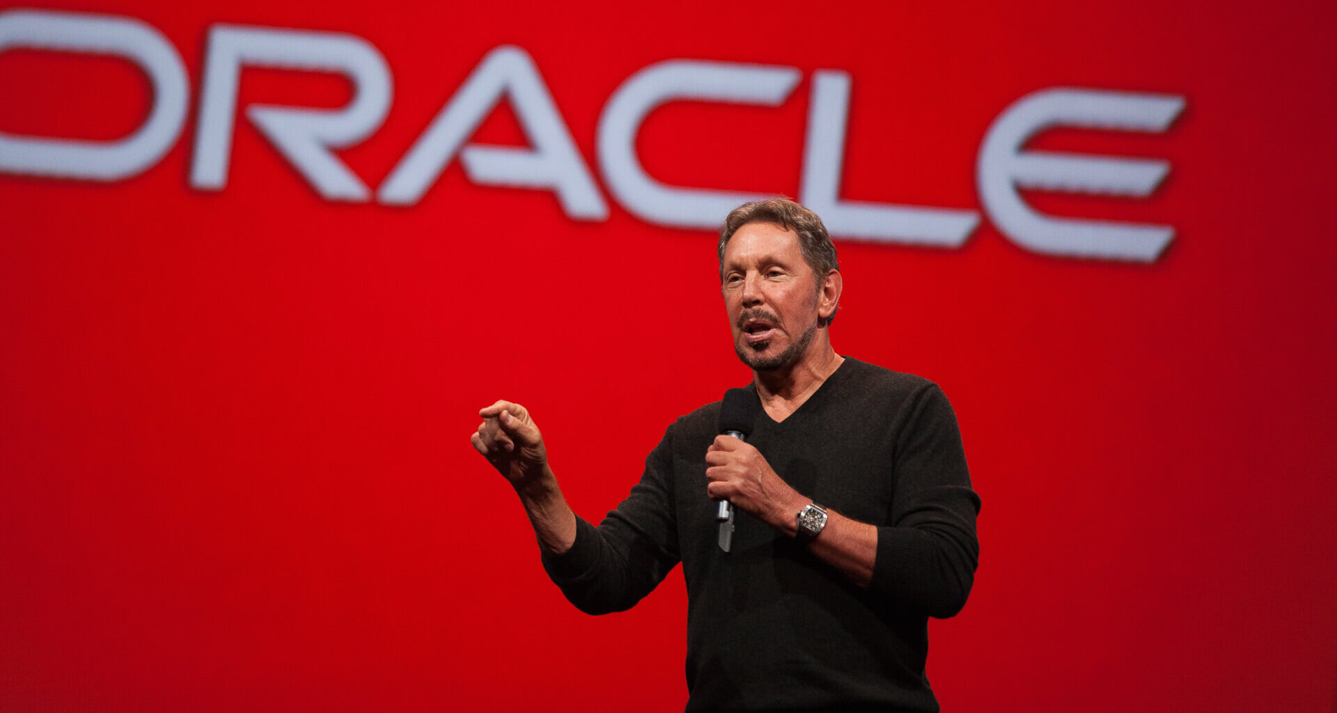 SAN FRANCISCO, CA - SEPTEMBER 28:  Oracle Executive Chairman of the Board and Chief Technology Officer, Larry Ellison, delivers a keynote address during the 2014 Oracle Open World conference on September 28, 2014 in San Francisco, California.