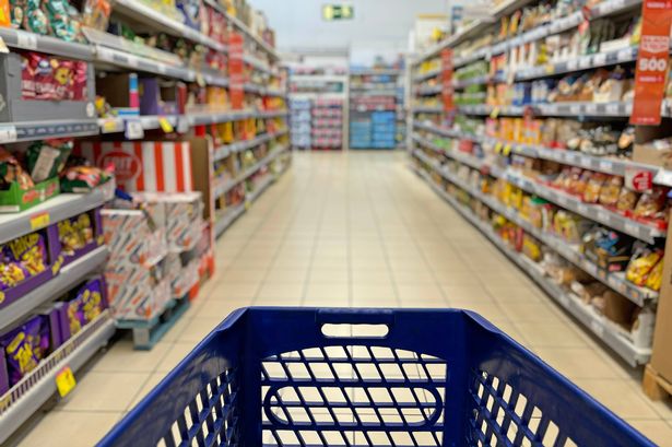 An empty trolley in supermarket