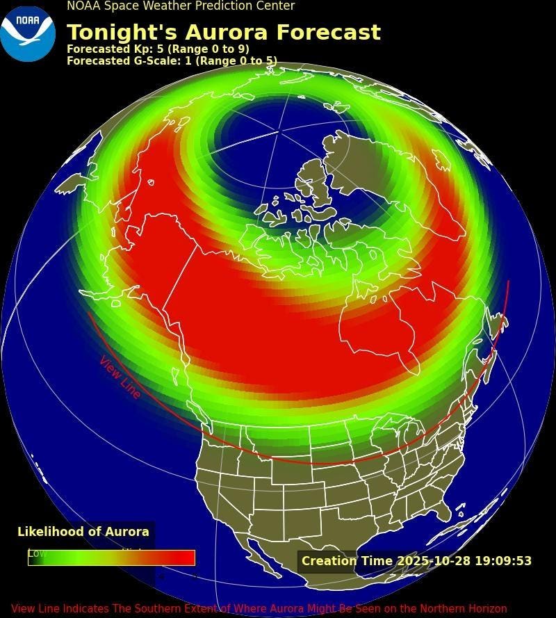 12 States May See Aurora Tuesday Night