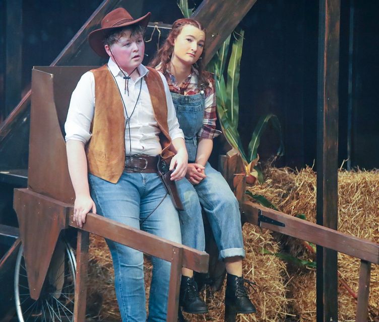 Matthew Byrne as Curley and Gemma Kavanagh as Laurie at Creagh College Presents Oklahoma in The Gorey Little Theatre. PHOTO: Sabrina Ffrench
