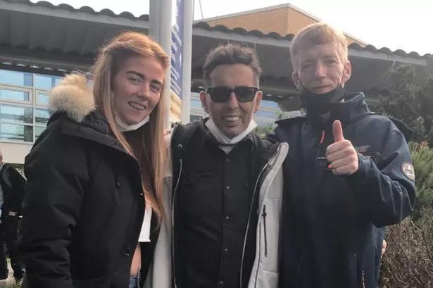 In happier times: Daughter Leah Murray and her dad Robert 'Speedy' Larkin with the late Christy Dignam