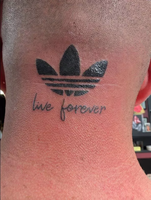Alex posted this photo of the tattoo - on the back of his neck - on a public Facebook group