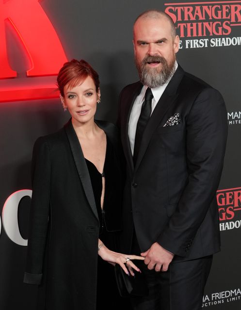 Lily Allen with David Harbour (Jeff Moore/PA)