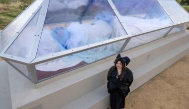 Turner Prize artist’s glass coffin stuns outside Edinburgh