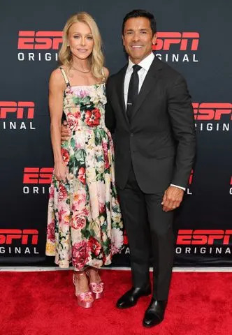 Dia Dipasupil/Getty Kelly Ripa and Mark Consuelos at ESPN's 'Running with the Wolves' premiere in New York City on July 23, 2025