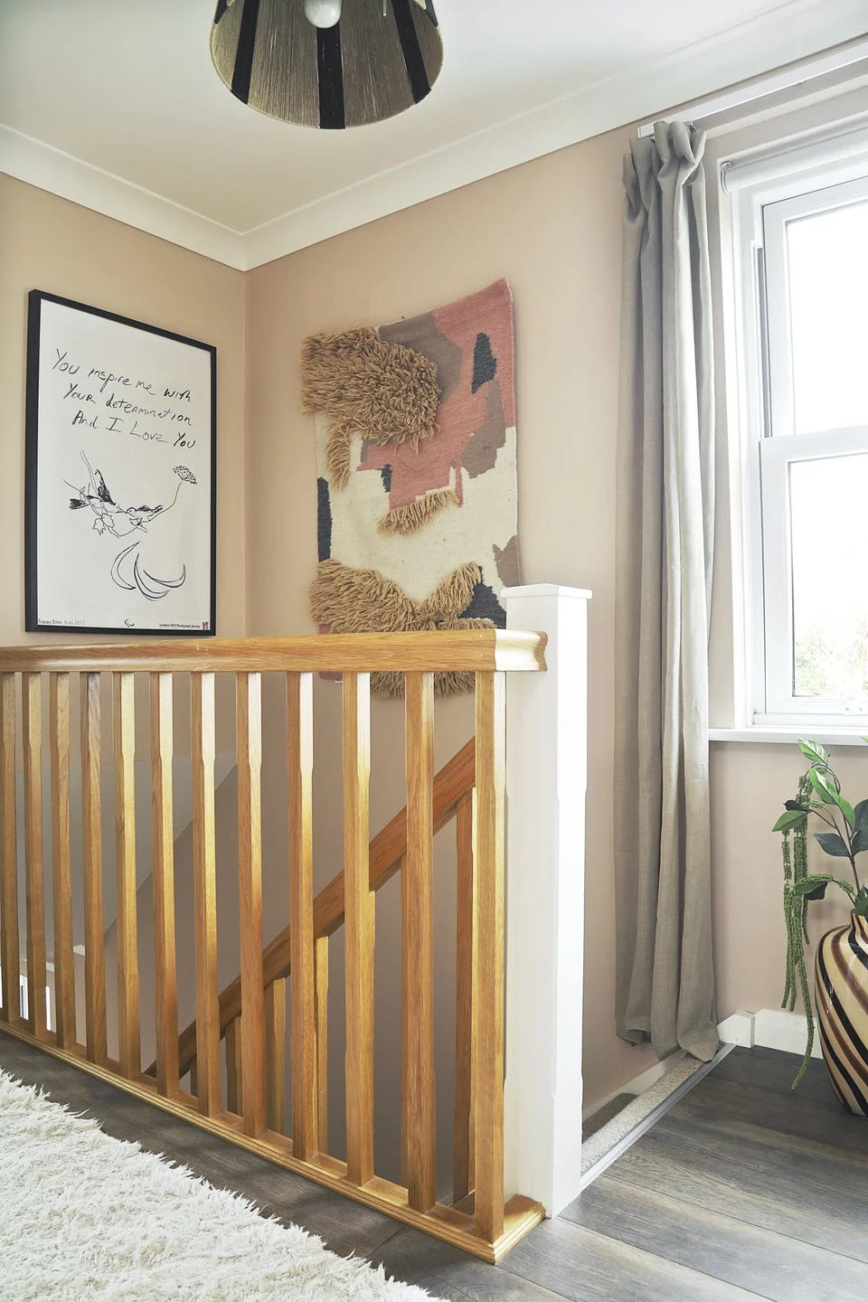 landing area with framed poster