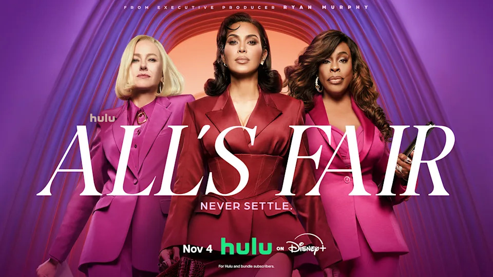 Kim Kardashian, center, stars in the Hulu legal drama "All's Fair" alongside Naomi Watts, left, and Nicey Nash.