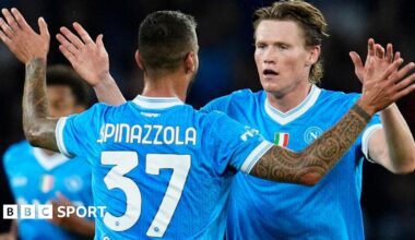 Napoli 3-1 Inter Milan: Scott McTominay scores as champions go top of Serie A table