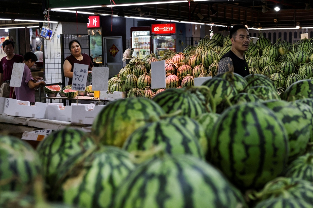 People shop at a wet market in Shanghai, China, on July 10, 2025, as captured in this file photo. — Reuters pic