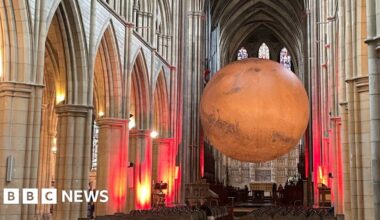 Visitors take in 'big' Mars sculpture at Truro Cathedral