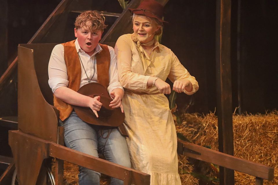Matthew Byrne as Curley and Jasmine O Donoghye as Aunt Eller at Creagh College Presents Oklahoma in The Gorey Little Theatre. PHOTO: Sabrina Ffrench