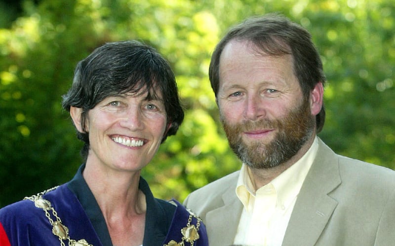 Catherine Connolly and her husband Brian McEnery in June 2004, when she was elected mayor of Galway. Photograph: Joe O'Shaughnessy