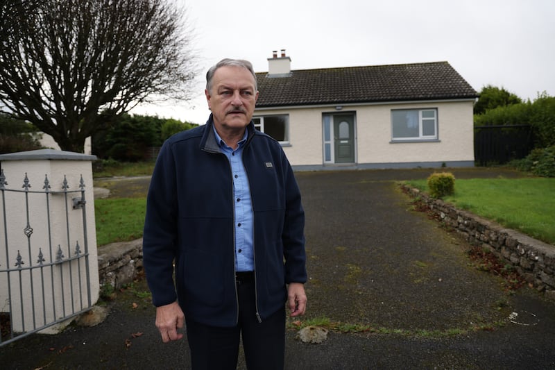 Tom Niland's cousin Michael Walsh outside the farmer's home, where he was attacked. Photo: Bryan O’Brien / The Irish Times
