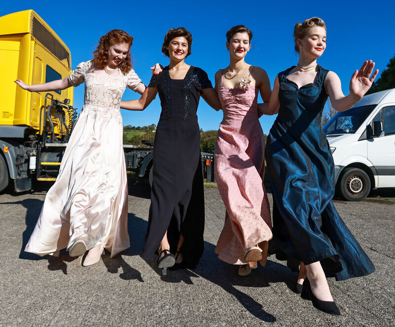 Swinger dancers Zara Dillon, Holly O’Flynn, Ailish O’Halloran and Catherine Field Blain practise behind the scenes before heading into the studio for filming scenes from Jimmy. 