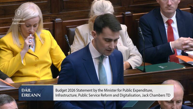 Jack Chambers delivering his Budget 2026 statement