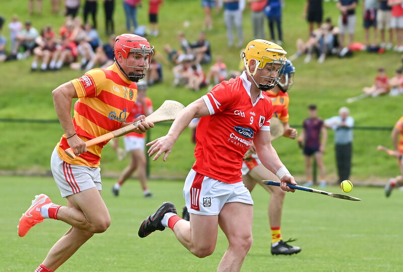 Newcestown's Richard O'Sullivan in action against Jack Callaghan of Charleville in August - Luke Meade cites the response to that Premier SHC defeat as key in Newcestown's season. Picture: David Keane