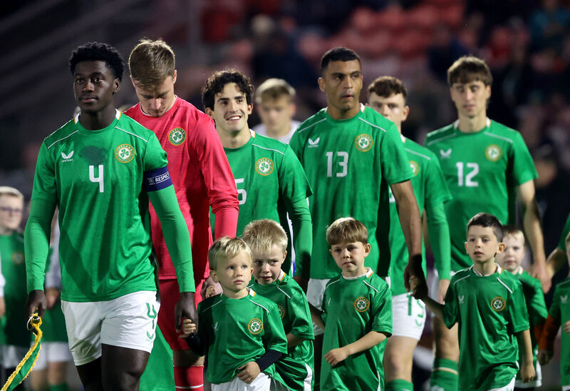 Ireland's James Abankwah leads out his team in Cork. Picture: INPHO/Bryan Keane